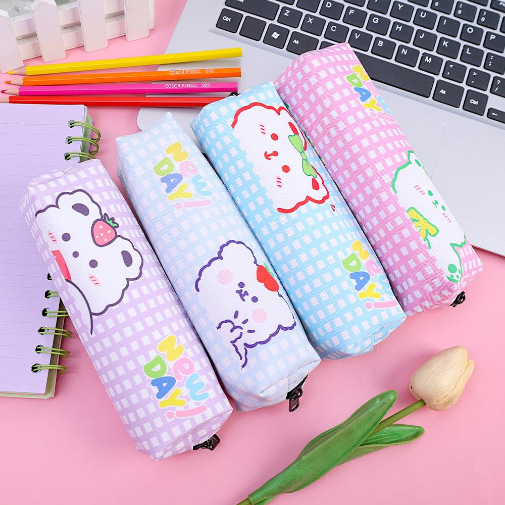 1PCS Cartoon Square Bear PU Pencil Pouch