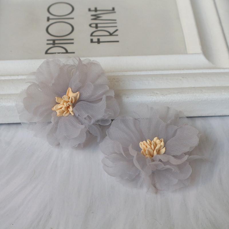 10Pcs 5CM Wrinkle Chiffon Fabric Cored Flowers For DIY Hair Accessories Hats Headband Wedding Dress Decoration