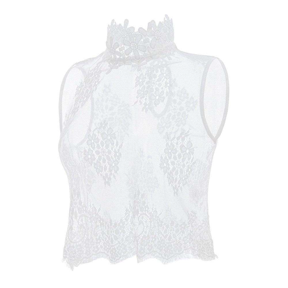 

White Lace Trim False Collar Top Flower Stand Collar Ruffled Fake Collars Hollow Out Detachable Lapel False Blouse
