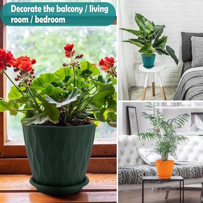 6.3 Inch Flower Pots for Home Decoration, Indoor Plant Pots, Gardening Pots for Plants, Plastic Flower Pots for Garden Plants (5 Colors)