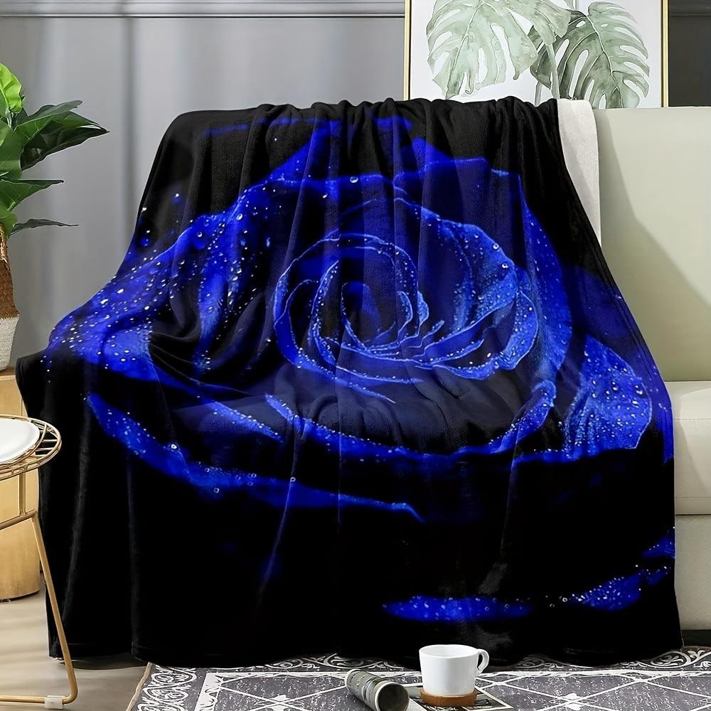 Blue Rose Flannel Digital Printing Flower Blanket Blanket Sofa Blanket Air Conditioning Blanket Universal In All Seasons