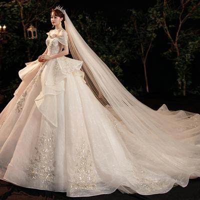 Hochzeitskleid 2023 Neue Braut Französischer Hof Schwerindustrie Schleppender Sternenhimmel Große Größe Mori Dream Super Fairy