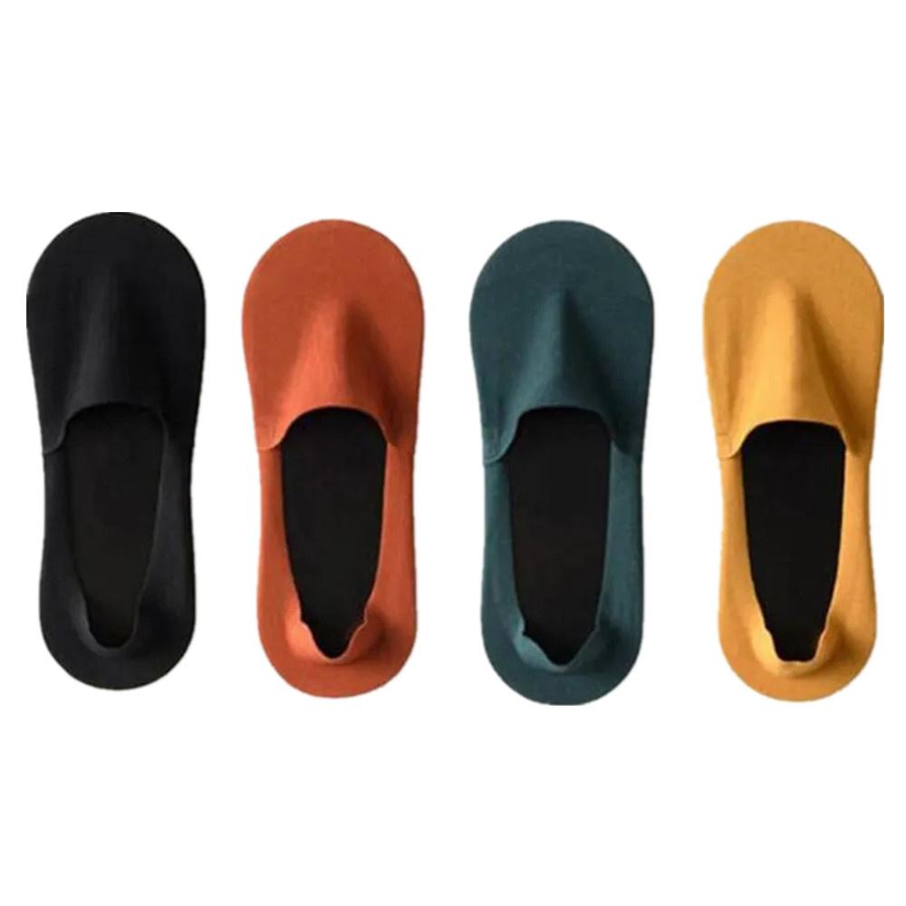 4 Pairs Ice Silk Socks Men Low Tube Summer Ultra-thin COTTON Bottom Socks Breathable Slippers Comfortable Soft Sokken