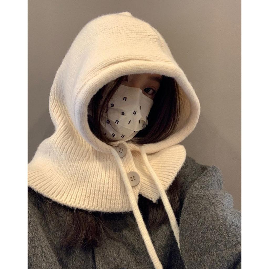 Autumn and Winter, Hat, Women's Hat, Winter Hat, Integrated Scarf, Ear Protection, Woolen Hat, Knitted Hat, Warm Hat