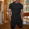 Men's Summer Sports Two-Piece: Solid Color Shorts & Short-Sleeve T-Shirt with Custom Logo Option