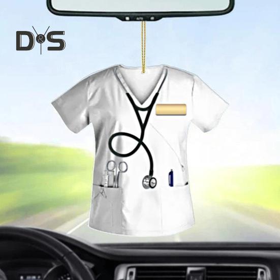 Nurse Uniform Shape Decoration Flat Acrylic Hanging Ornament Keyring Pendant Gift for Nurses Doctors Car Bag Decoration