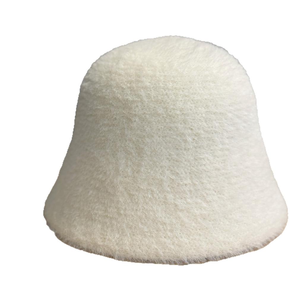 New All-match Thick Furry Knitted Fisherman Hat for Women in Autumn and Winter To Prevent Cold and Keep Warm and Show Face Small Bucket Hat Basin Hat