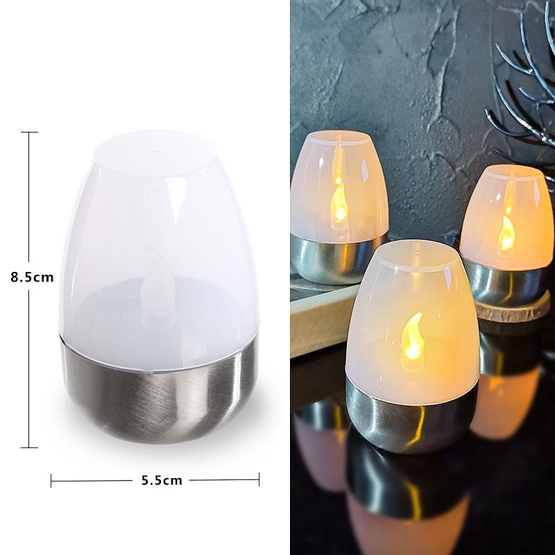 Solar Candle Light Flameless Led Night Lights Stainless Steel Waterproof Lawn Light Outdoor Garden Birthday Party Decor
