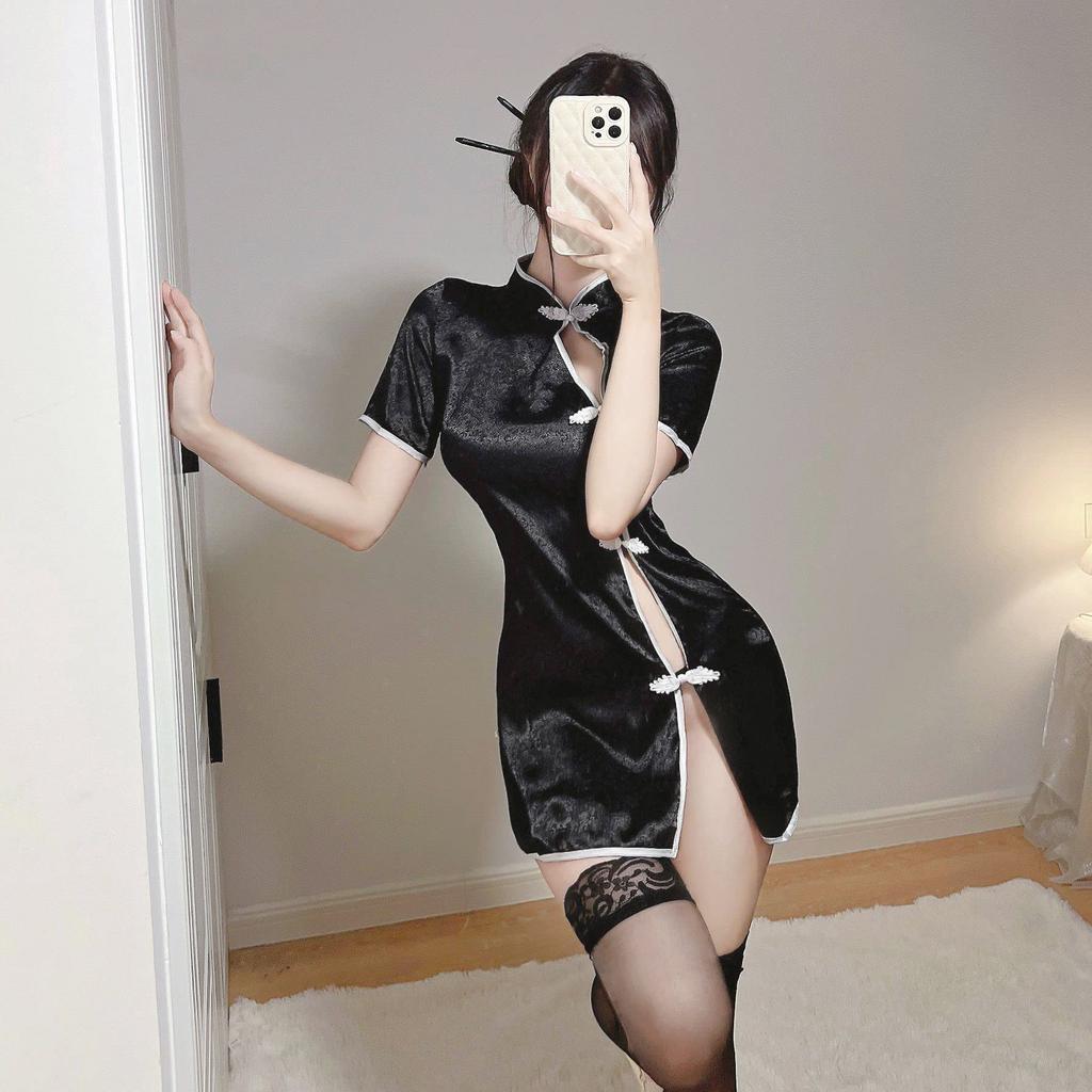 China Dress Full Set 2 Piece Set Sexy Floral Pattern One Size Fits Most Babydoll Cute Present Costume Clothes Costume Halloween Christmas