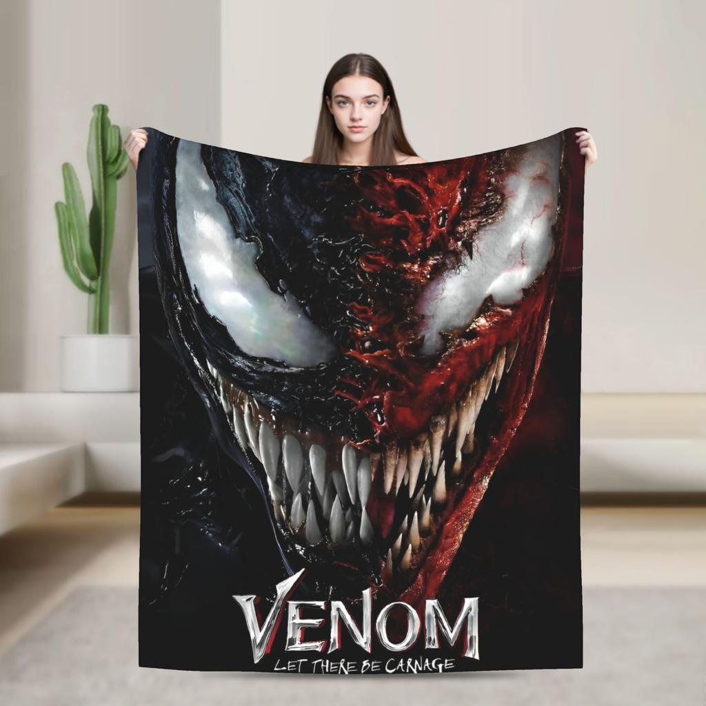 Venom cartoon Blanket Travel Office Flannel Throw Blanket For Couch Chair Sofa Bed Soft Design Quality Bedspread Gift