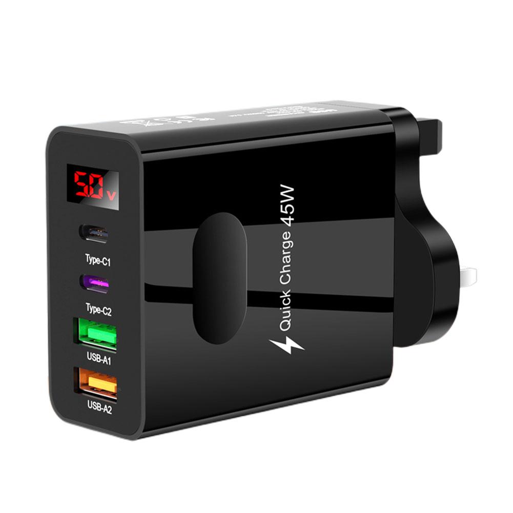 45W USB Charger Fast Charging USB Type C 4 Ports Quick Charger 3.0 Wall Charger For iPhone Samsung Mobile Phone Charger Adapter