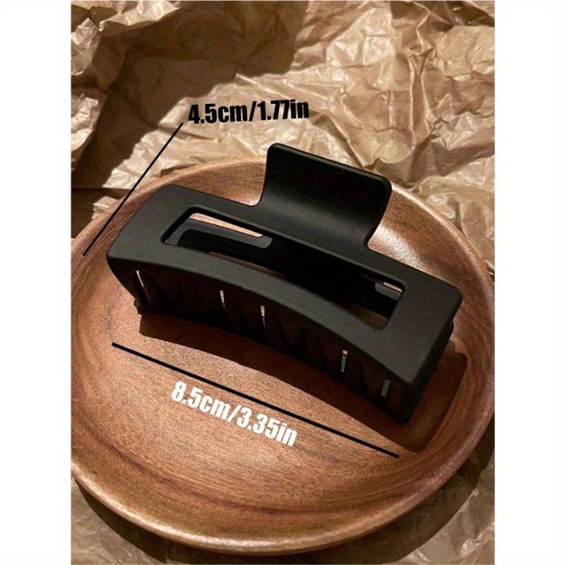 1pc Women Rectangle Hair Clips, Solid Black Hollow Matte Hair Claws, Fashion Elegant Casual Hair Accessories