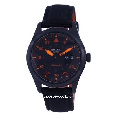 Восстановленные Seiko 5 Sports Flieger Нейлон Черный Циферблат Автоматические SRPH33K1 100M Мужские Часы чёрный