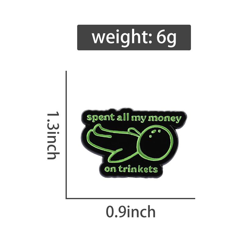 Line Man Enamel Pins Custom Spent All My Money On Trinkets Brooches Lapel Badges Clothes Funny Jewelry Gift for Friends
