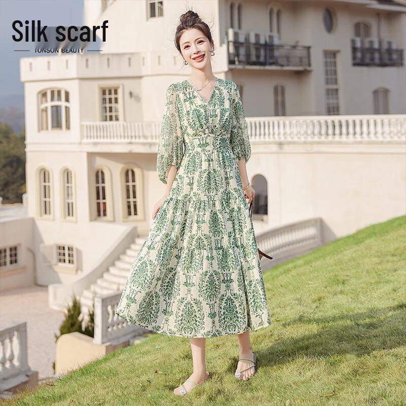 

Женское цветочное кружевное платье-миди с V-образным вырезом L