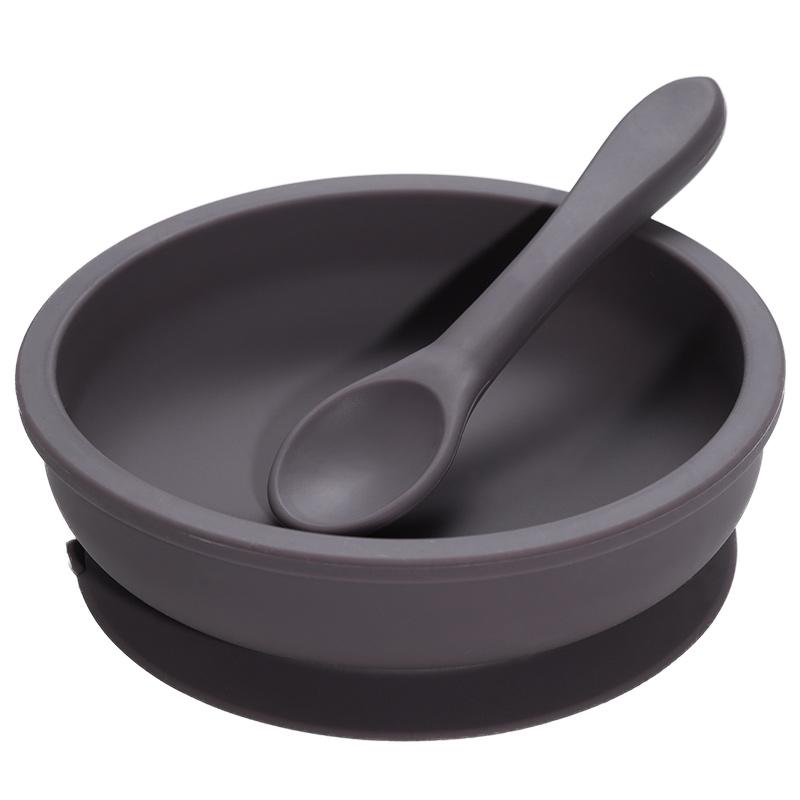 Food Grade Kids Dining Tableware Feeding Set Baby Training Sucker Bowl Soft Silicone Spoon Fork Set For Toddler Dishes