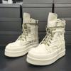 European&american Canvas High Top Sneakers Shoes Height Increade Thick Bottom Round Toe Tassels Casual Short Boots Couple Shoes