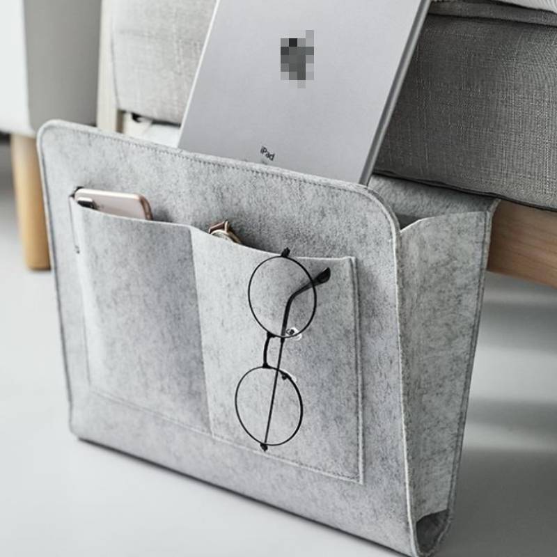 Felt Hanging Organizer For Bedside With Remote And Phone Storage