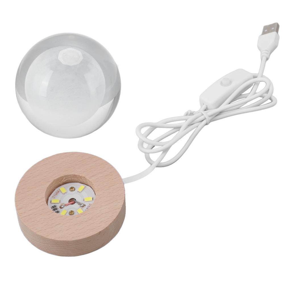 3D Moon Night Lamp Crystal Ball Night Light LED Wooden Inter Carving Tabletop Ornaments for Friends