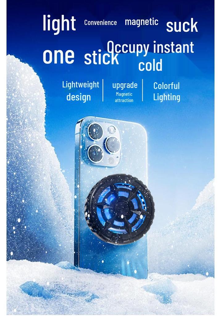 2026 Magnetic RGB Phone Cooler with Large Area Cooling