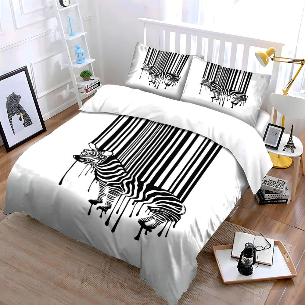 Melting zebra barcode design. Bedding sets Duvet cover sets Duvet covers Pillowcases(1*Duvet Cover 2*Pillowcases without duvet insert)
