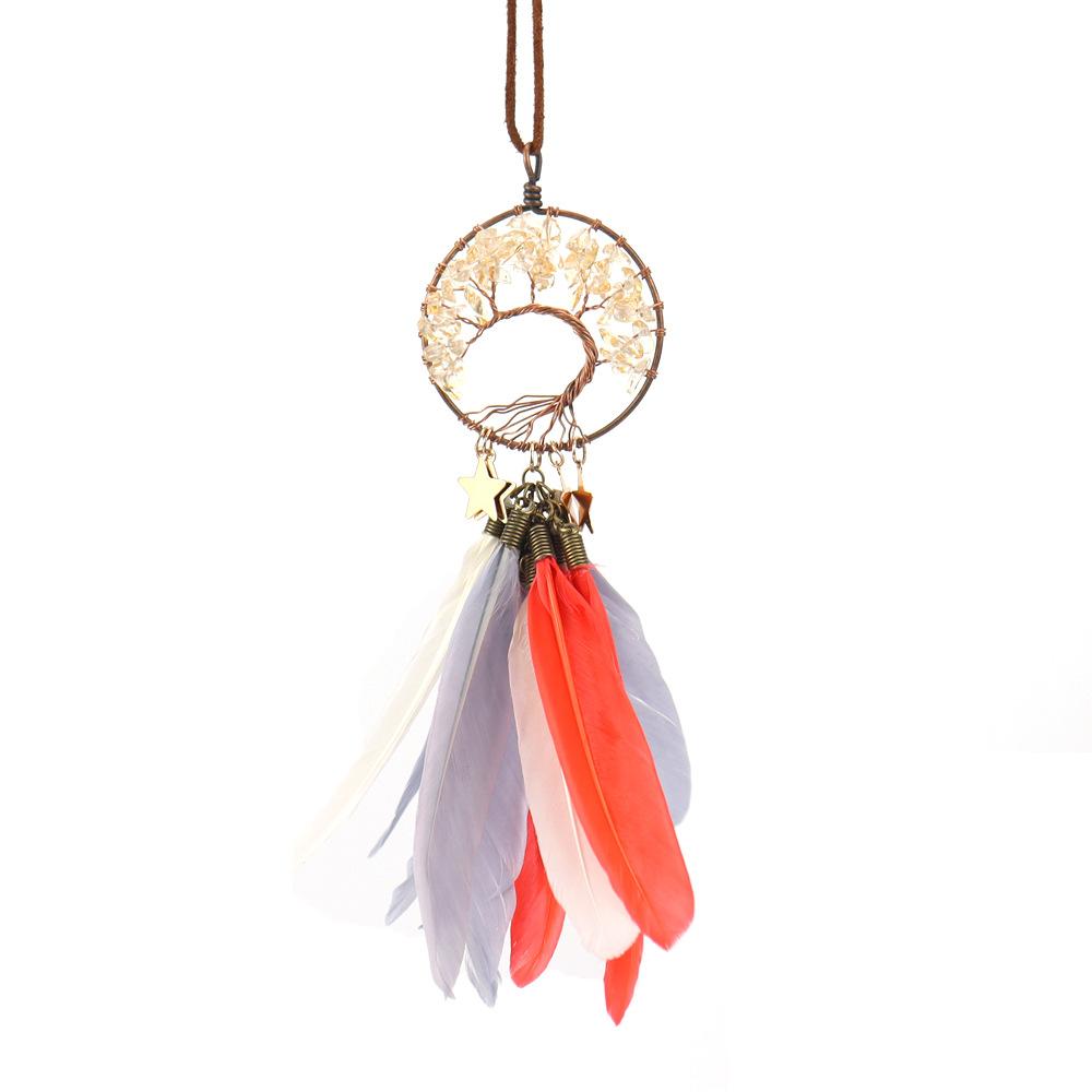 

Tiktok Live Crystal Gravel Tree Of Life Feather Star Pendant Car Hanging Bag Accessories G34