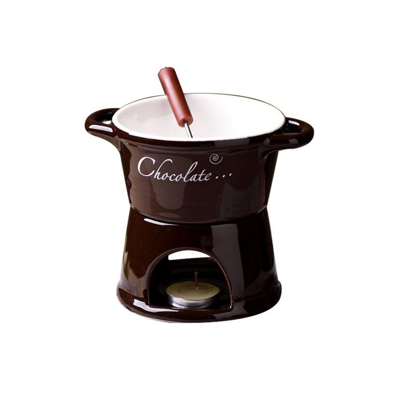 Chocolate Fondue Cup Creative Design Candle Heated Cup Melting Chocolate Mug High Quality Ceramic Hot Pot Set For Family Home