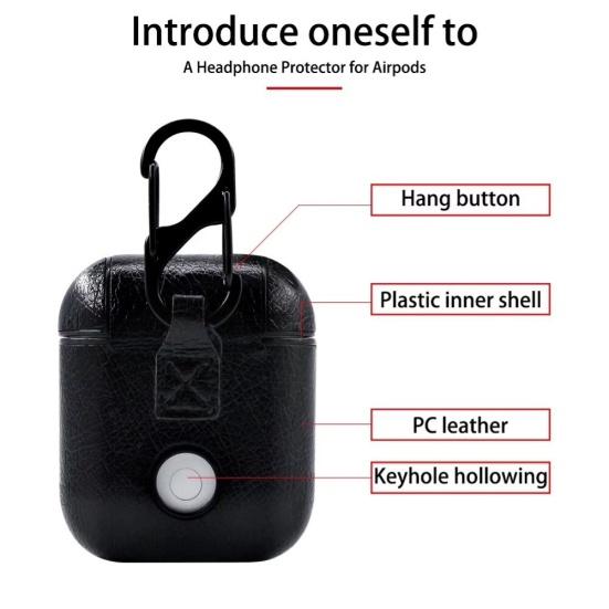 Solid Color Soft Faux Leather Protective Case Cover Shell for AirPods 2