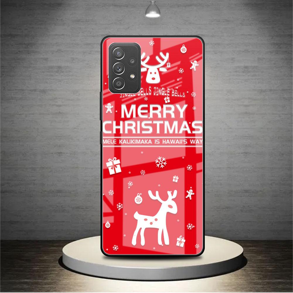 

Стеклянный чехол для Samsung Galaxy A52 A71 A50 A51 A70 A21s A31 A72 A10 A12 A30 A22 5G Чехол для телефона Снеговик Рождественский Мультяшный Samsung A03