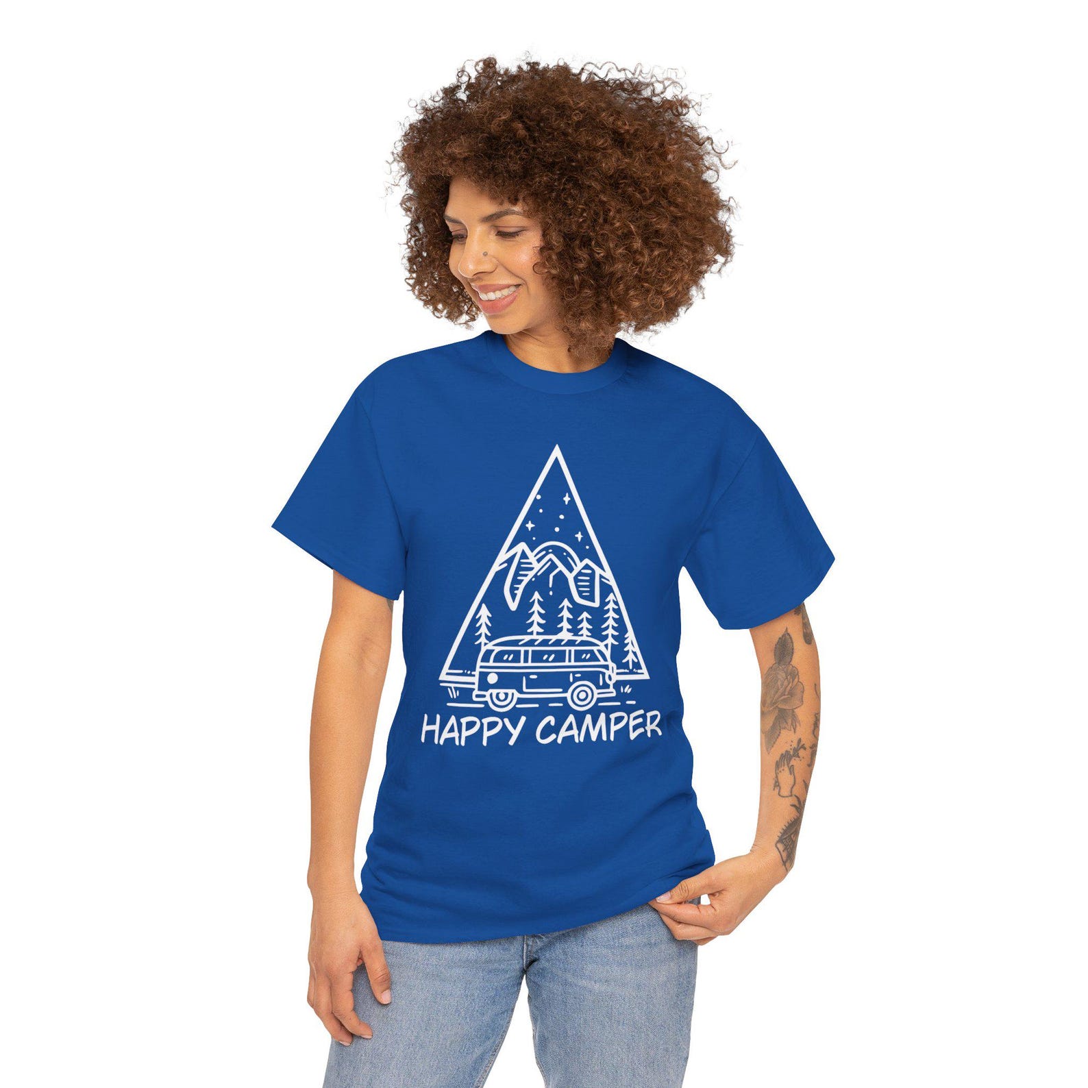 Happy Camper Tee, Camping Shirt, Outdoor Adventure Gift, Nature Lover T-Shirt, Wanderlust Apparel 2XL