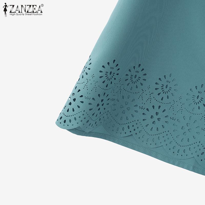 ZANZEA Women Casual V-Neck Summer Loose Short Sleeve Blouse