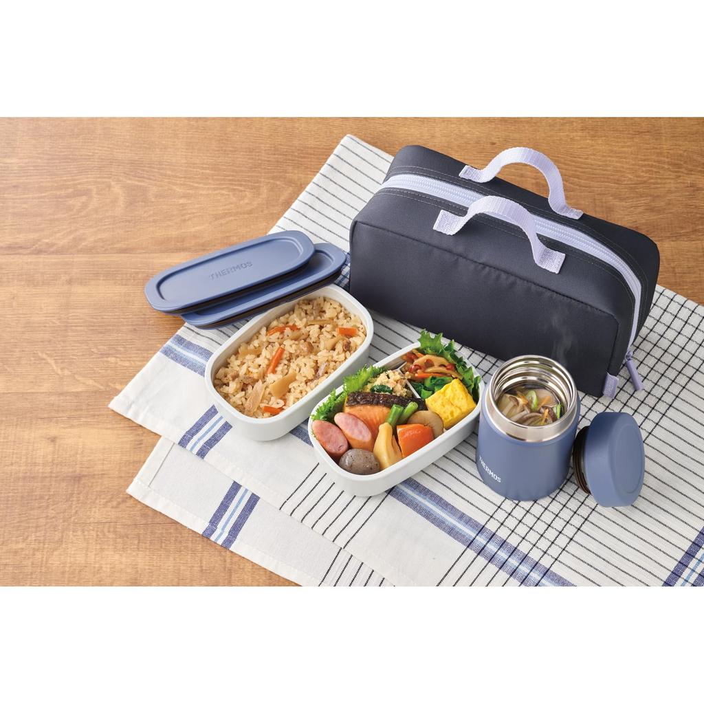 Thermos Vacuum Insulated Soup Lunch Gray with Insulated Pouch Set, 800ml, Navy, (JEH-800 GNV)