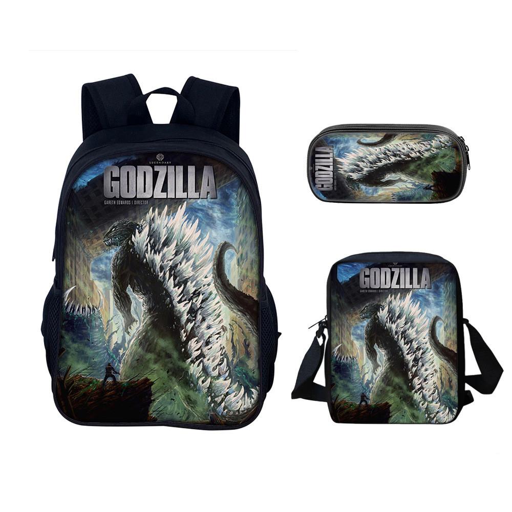 Godzilla Backpack Set With Nylon Material For School And Travel Use