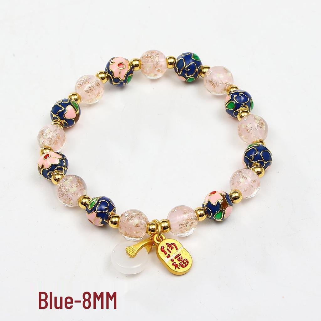 Cloisonné Enamel Floral Peace Buckle Bracelet - Luminous, High-End Jewelry for Women
