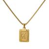Unisex 18K Titanium Steel A-Z Letter Pendant Necklace with Square Pearl Chain