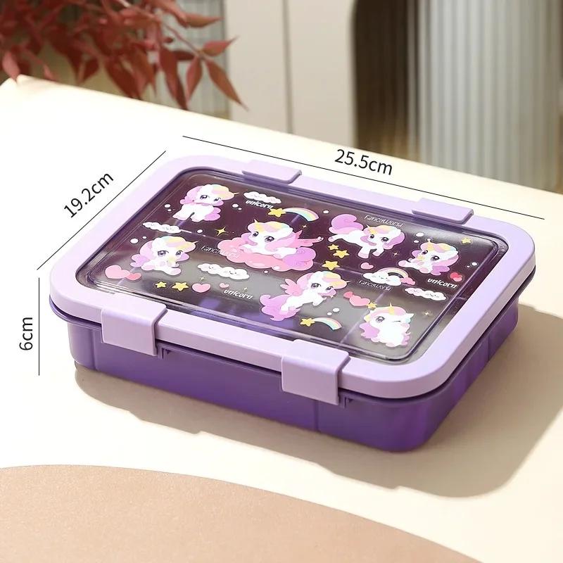 1500Ml Cartoon Lunch Box Portable Rectangular Kids Students Office Benton Box Leakproof Food Container Microwave Oven Tableware