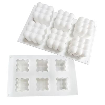 6 Cavity Silicone Candle Mold Large Bubble Ball Baking Molds 3D Bubble Cube Mold  Dessert Baking