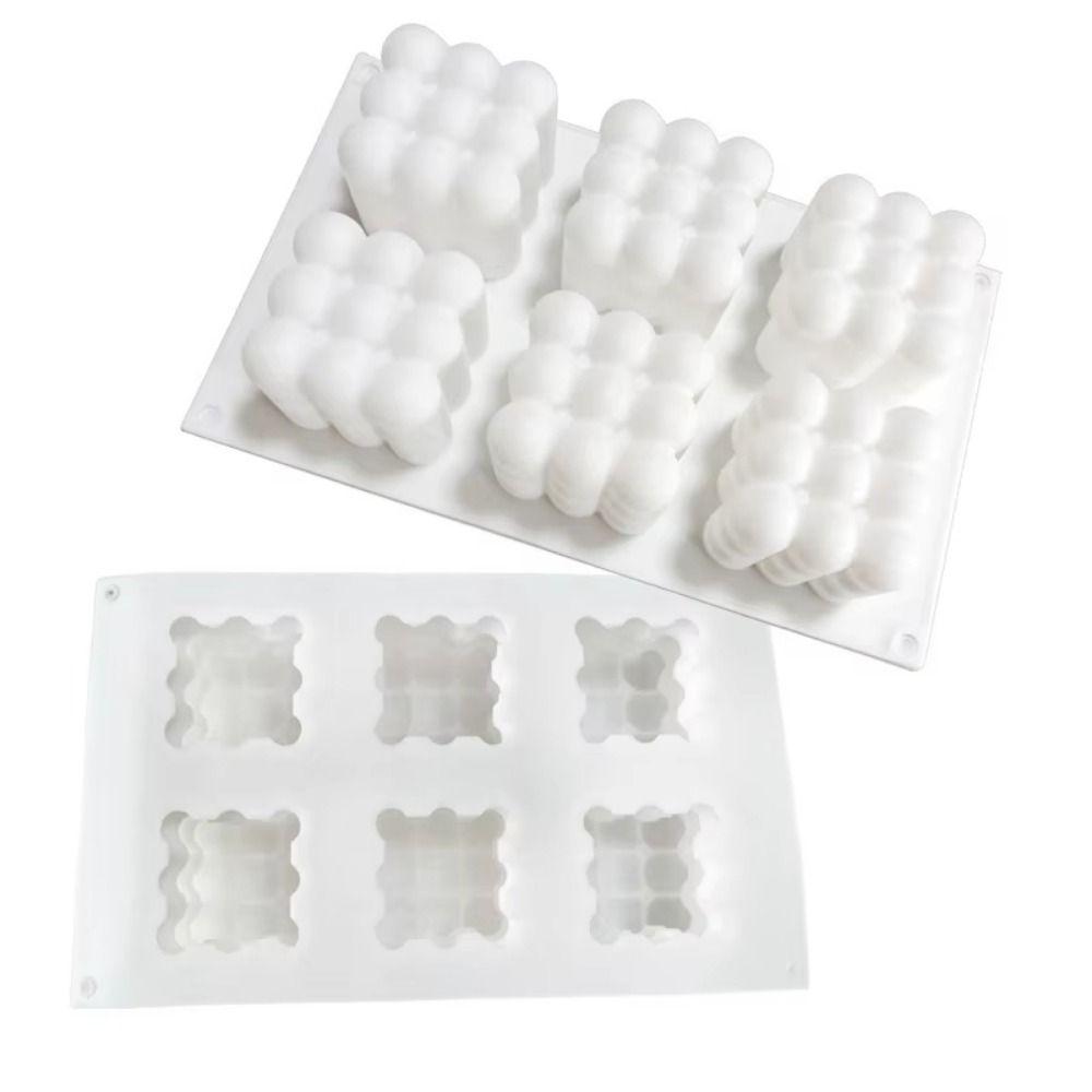 6 Cavity Silicone Candle Mold Large Bubble Ball Baking Molds 3D Bubble Cube Mold  Chocolate Making