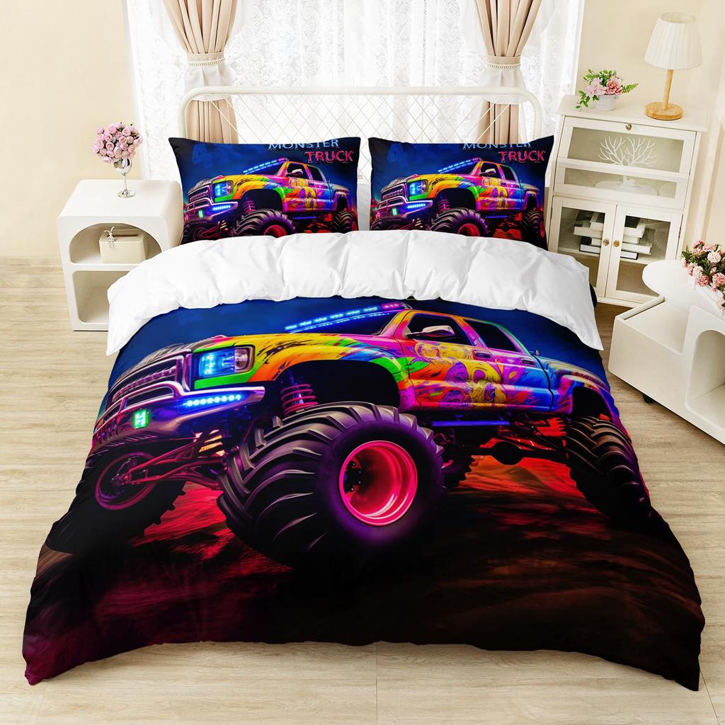 Car Bigfoot Series Three-Piece Duvet Set Digital Printing