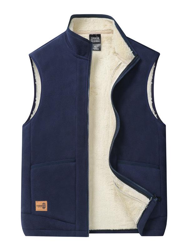 Men's Plus Velvet Thickened Warm Stand Collar Casual Winter Vest