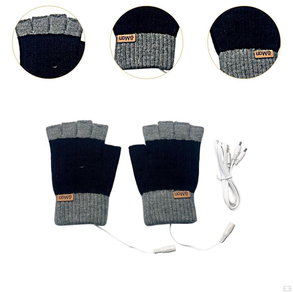 USB Heated Gloves Cold Weather Fingerless for Gaming Computer Work Typing Laptop