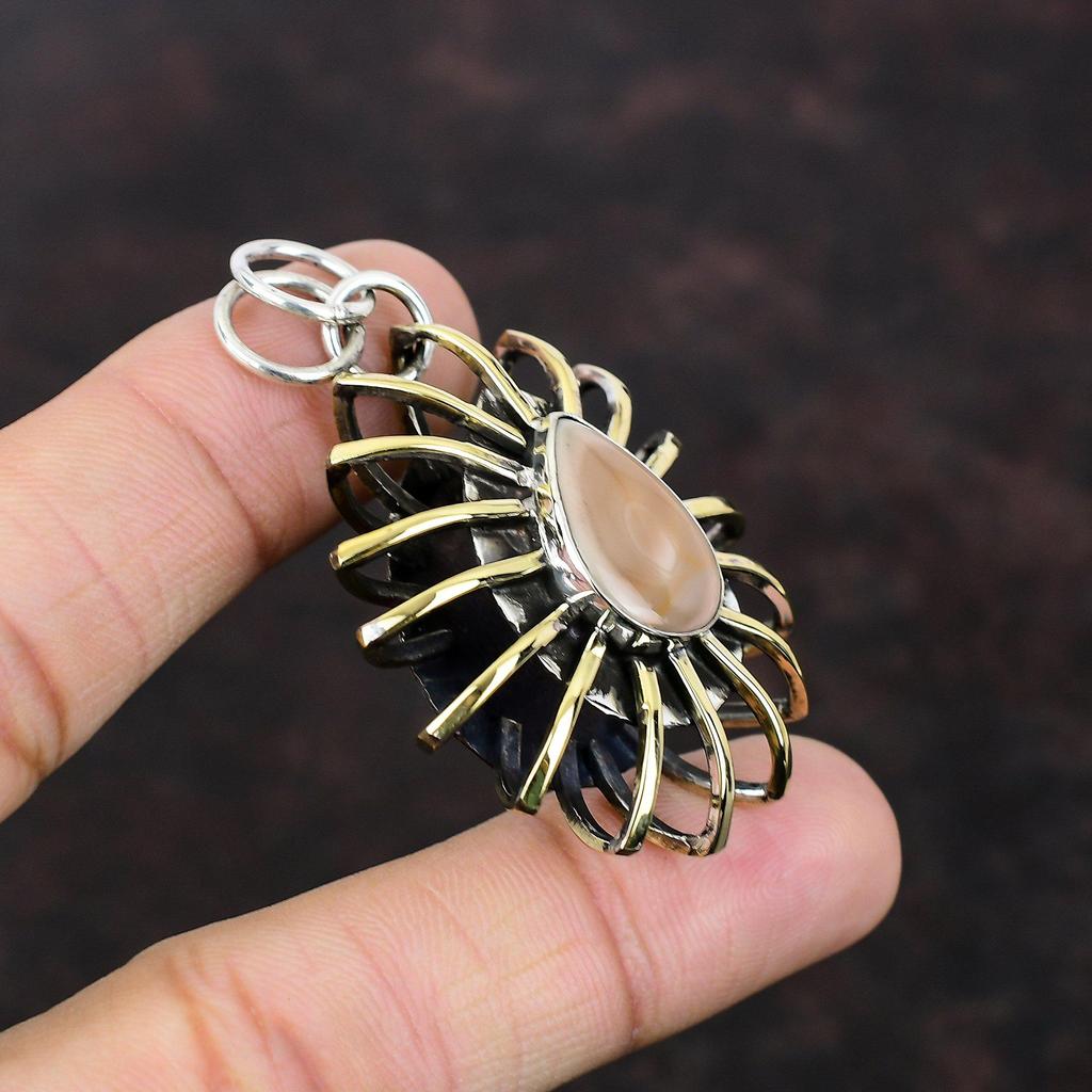 Wisiorek z jaspisu cesarskiego, ręcznie robiony, klatka, biżuteria, 925, srebro, wisiorek, biżuteria z kamieni szlachetnych, 18-karatowe złoto, wisiorek na prezent, designerski wisiorek