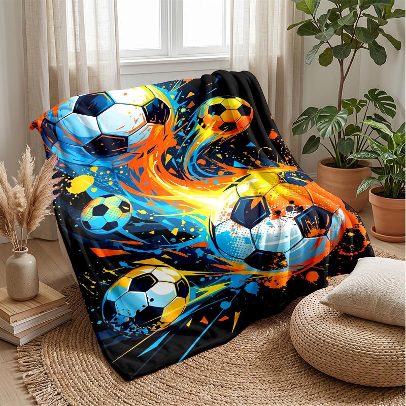 Soccer Ball Explosion Theme blanket Lightweight Warm Flannel Blanket Decorative Throw Blanket for Home Decoration