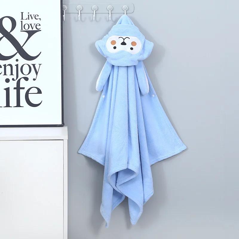 Bebek Yenidoğan Banyo Havlusu Kapşonlu Mercan Polar Su Emici Bornoz Kundak Banyo Havluları Banyo Yumuşak Battaniye Karikatür Hayvanlar