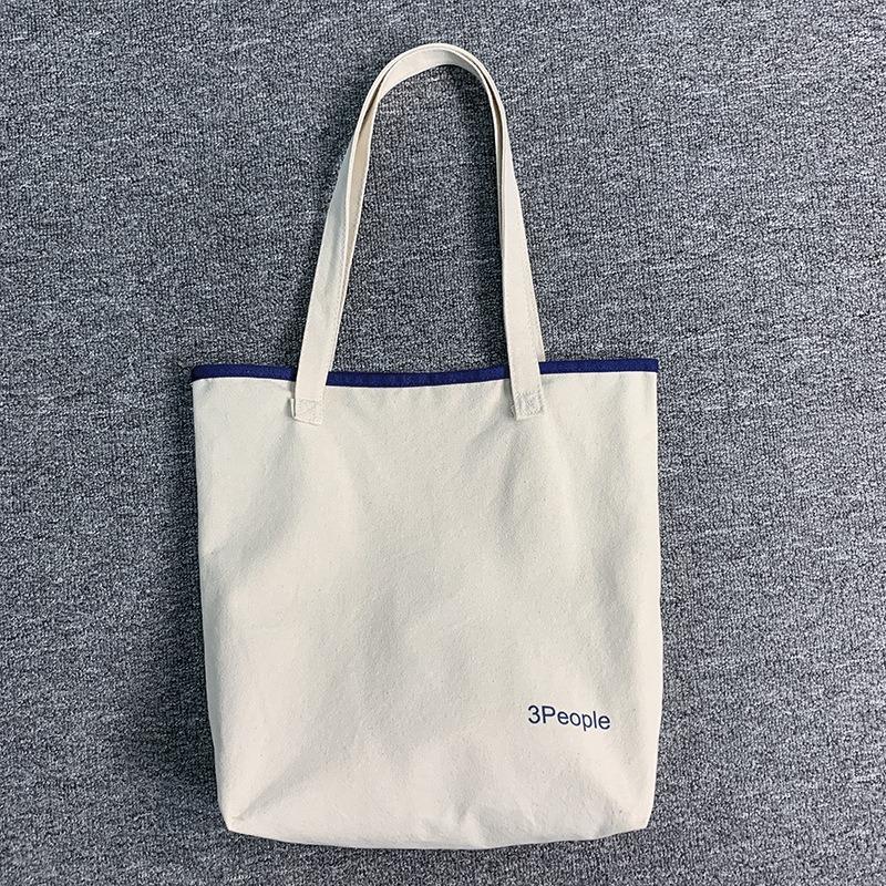 Letter Casual Canvas Shoulder Zipper Shopping Bag