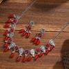 Boho Chic Beaded Tassel Choker Necklace & Retro Earrings Set for Women