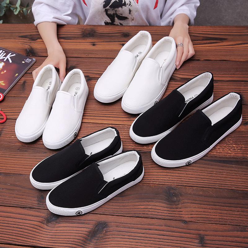 Three Times Vulcanized Rubber Shoes Couple White Shoes One Pedal Canvas Shoes Men And Women Nurse Labor Insurance Shoes Men'S Shoes