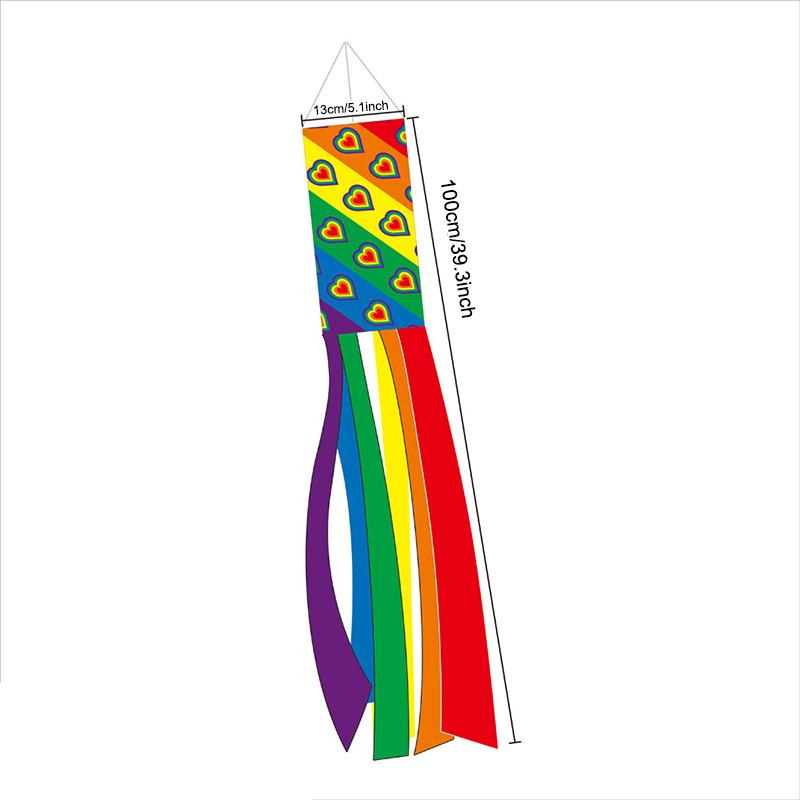 Rainbow Windsock Flag Outdoor Courtyard Screen Printing Flag Durable And Interesting Outdoor Decoration,Reliable Hanging Flag