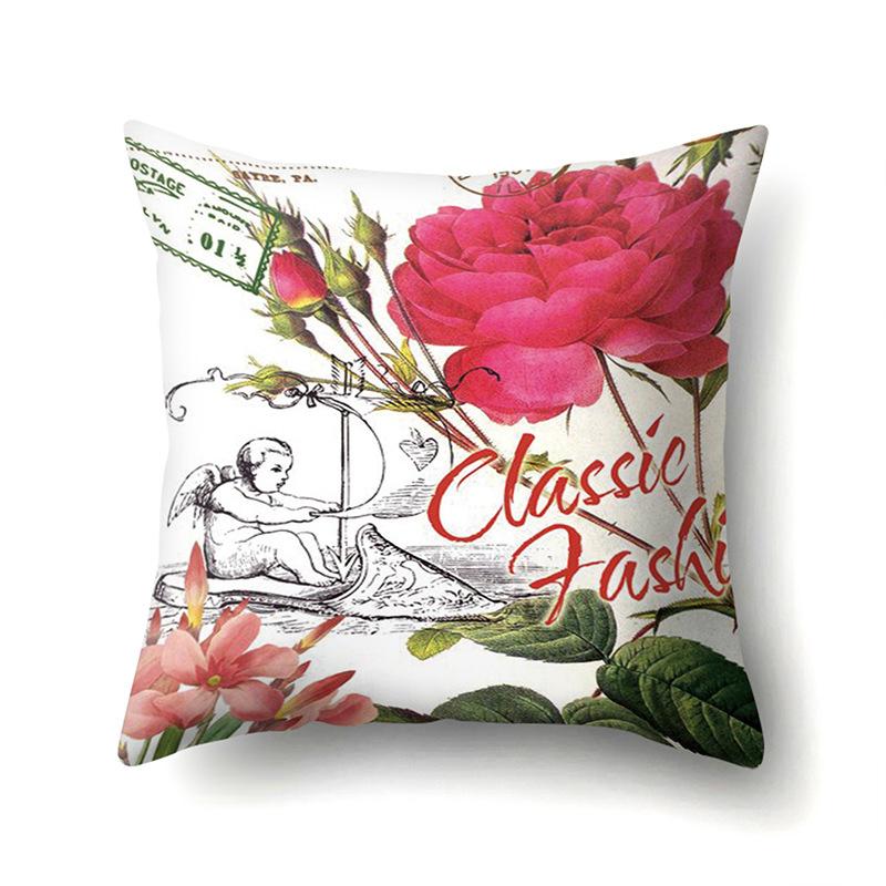 Polyester Pillowcase Automobile Decoration Retro Print Pillowcase Waist Cushion Cover Tower Bedside Cushion Cover