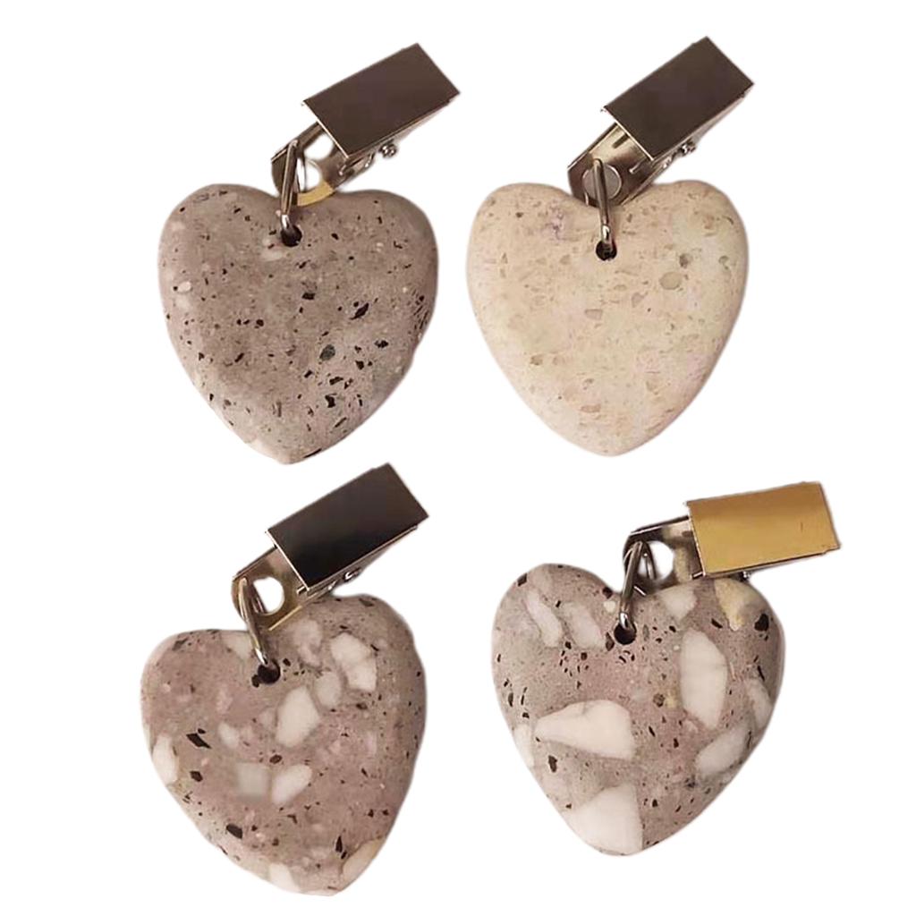 4 Pcs Table Cloth Clips for Outside Table Tablecloth Weights Clips Marble Heart Shape Heavy Duty Tablecloth Pendant